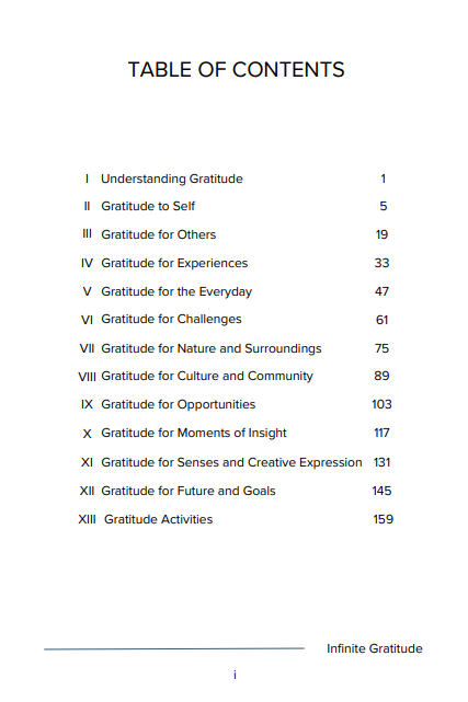 Infinite Gratitude Journal - Prompts, Quotes, Affirmations