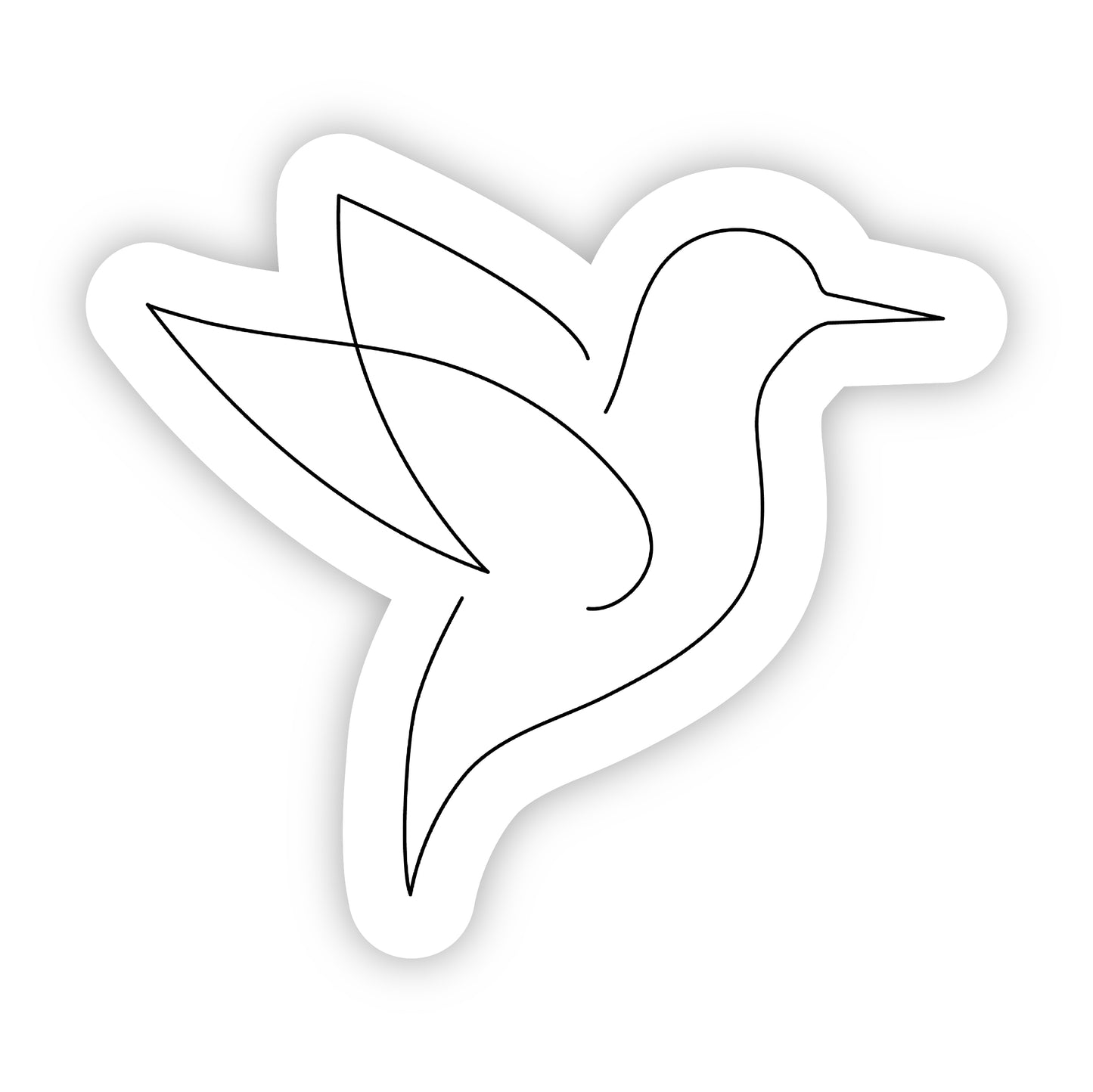 Black and white minimalist bird sticker design featuring the Poetry Rise dove logo, perfect for water bottles and journals